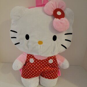 Hello Kitty 15" Soft Plush Backpack, Red/Pink -New